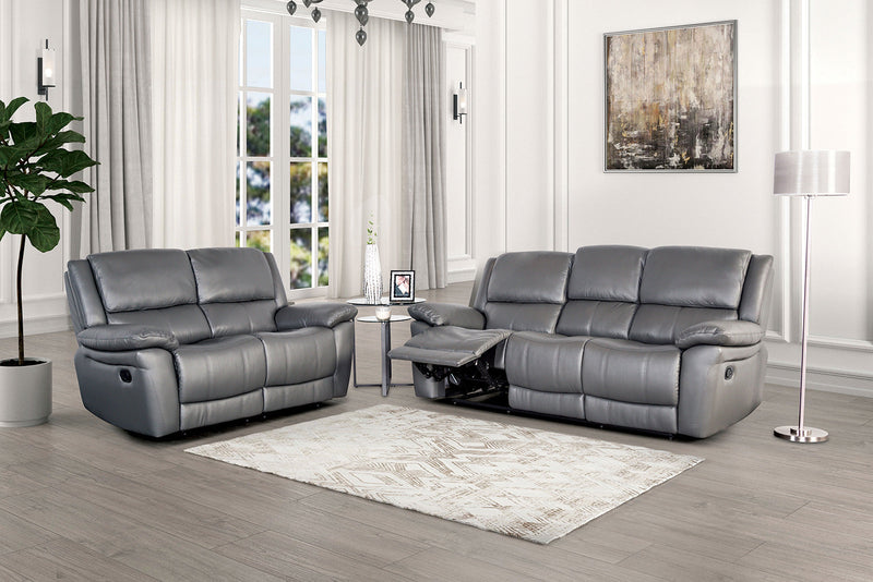 Glarus Dark Gray Leather Match Reclining Loveseat