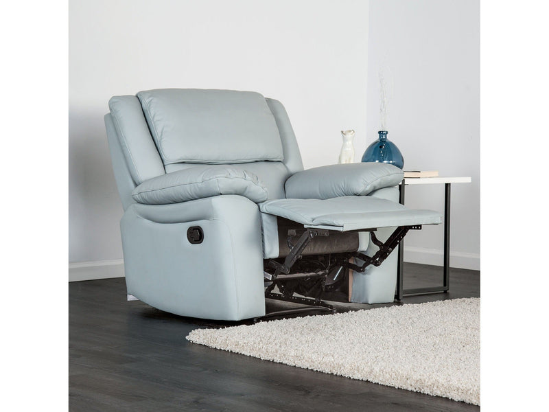 Glarus Powder Blue Leather Match Recliner