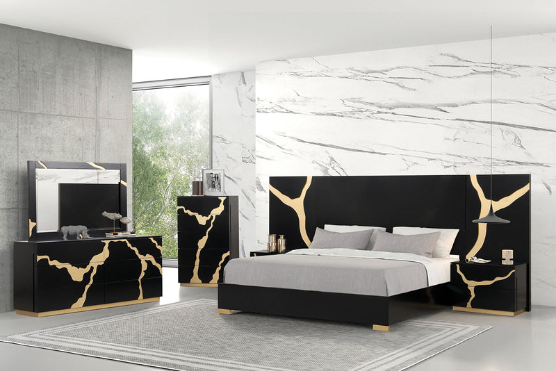 Goldsberg Black/Gold Bed Panel