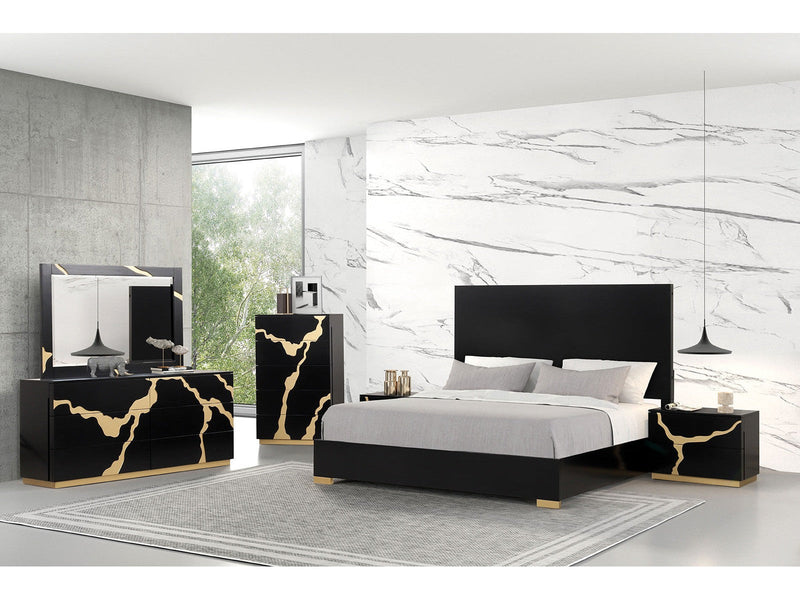 Goldsberg Black/Gold Queen 4 Piece Bedroom Set