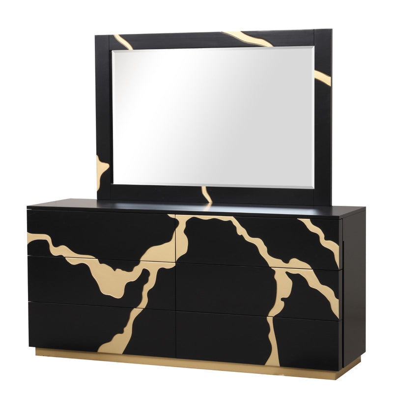 Goldsberg Black/Gold Queen 5 Piece Bedroom Set w/2 Nightstands