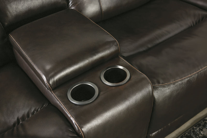 Gorgius Espresso Top Grain Leather Match Power Sectional