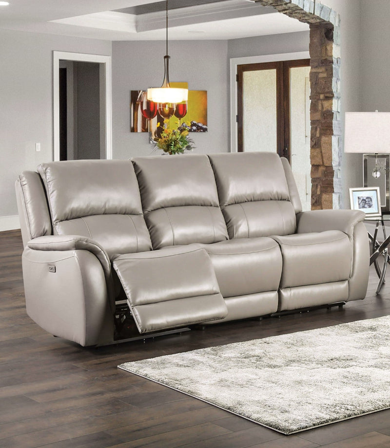 Gorgius Light Gray Top Grain Leather Match Power Reclining Sofa & Loveseat
