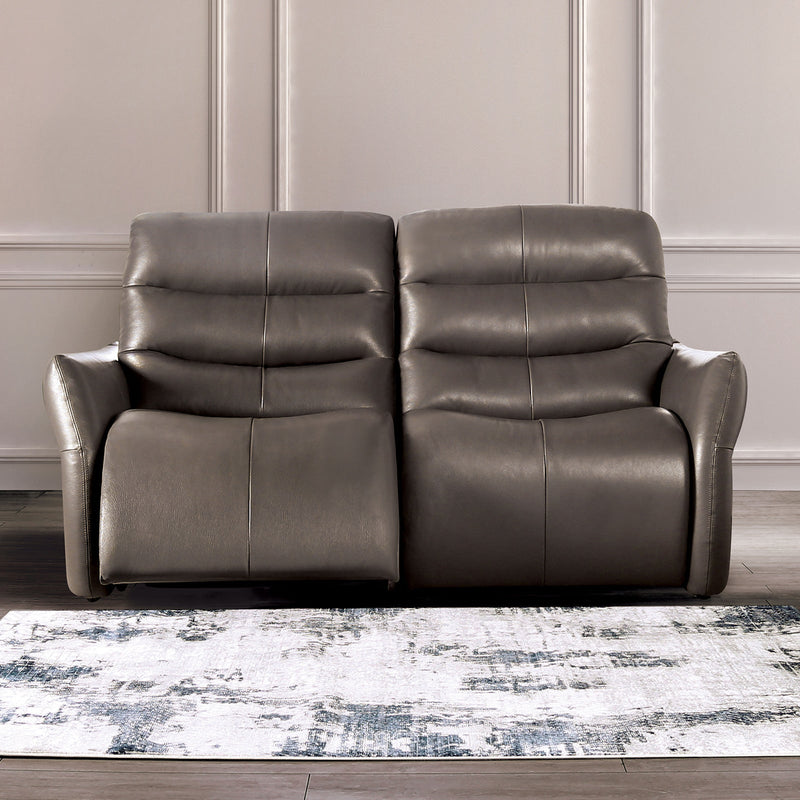 Granucci Gray Real Italian Leather Reclining Living Room Set