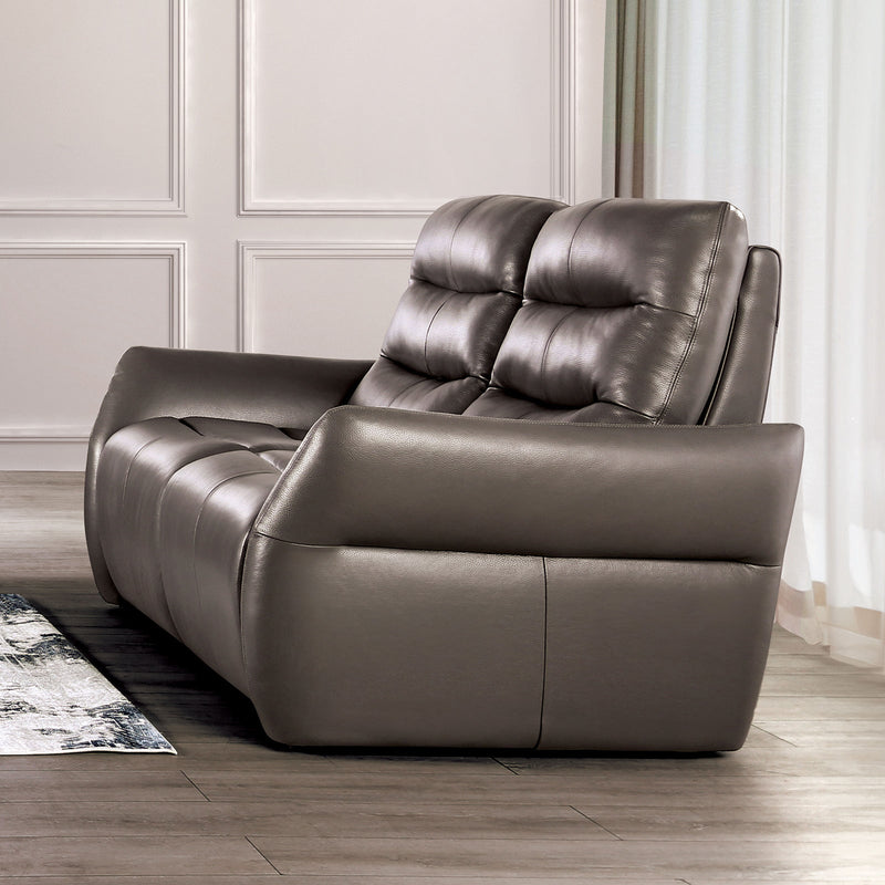 Granucci Gray Real Italian Leather Reclining Living Room Set