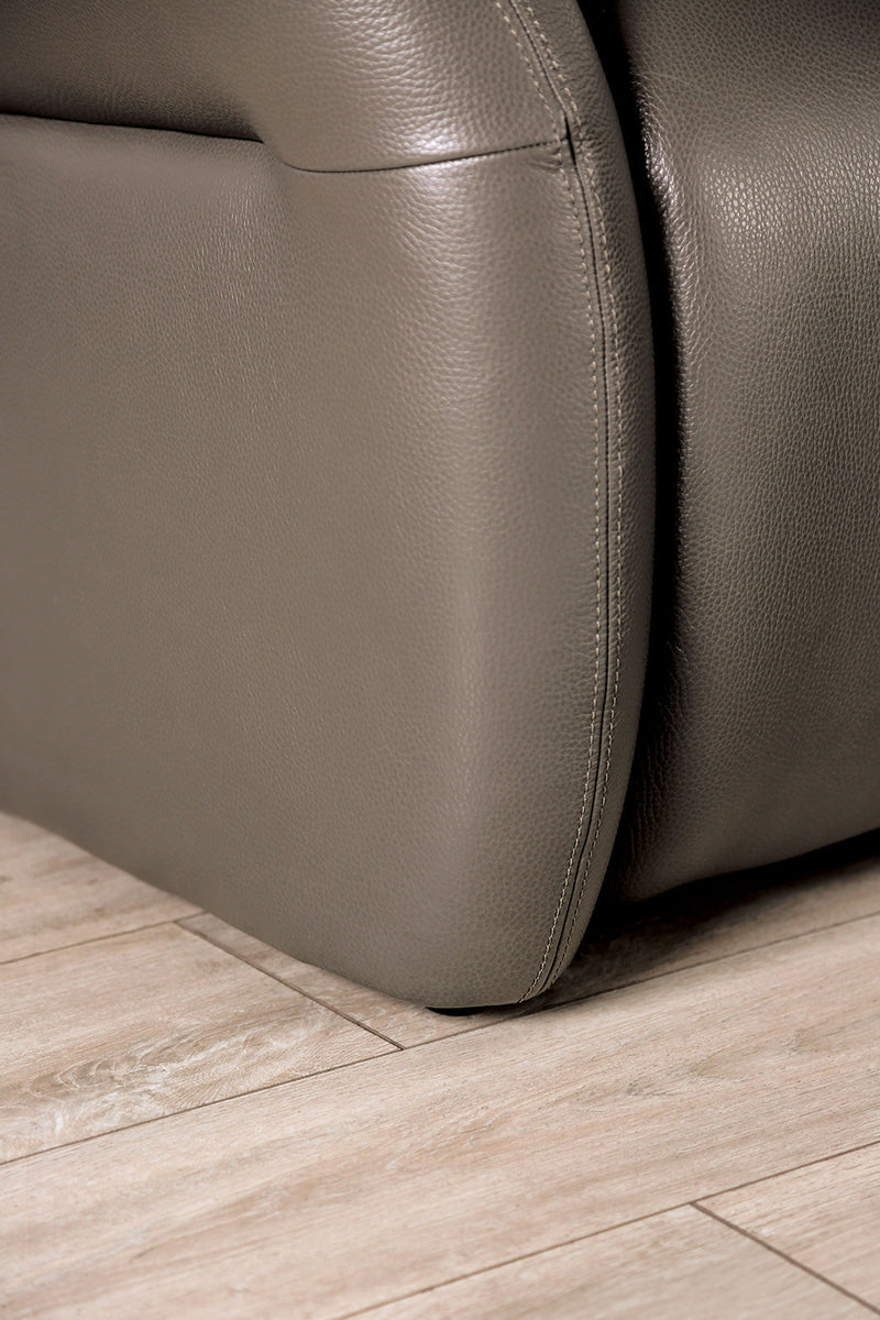 Granucci Gray Real Italian Leather Reclining Loveseat
