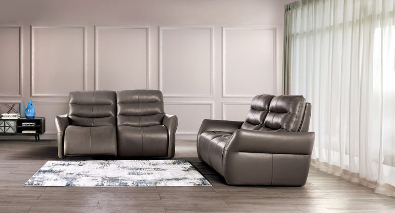 Granucci Gray Real Italian Leather Reclining Sofa