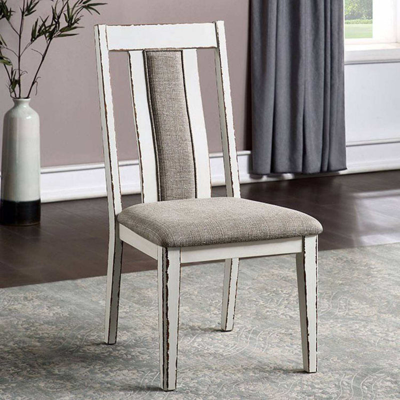 Halsey Weathered White/Dark Walnut Dining Set w/ 18" Butterfly Leaf Table