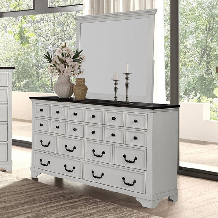Hampstead White/Dark Brown Queen 4 Piece Bedroom Set