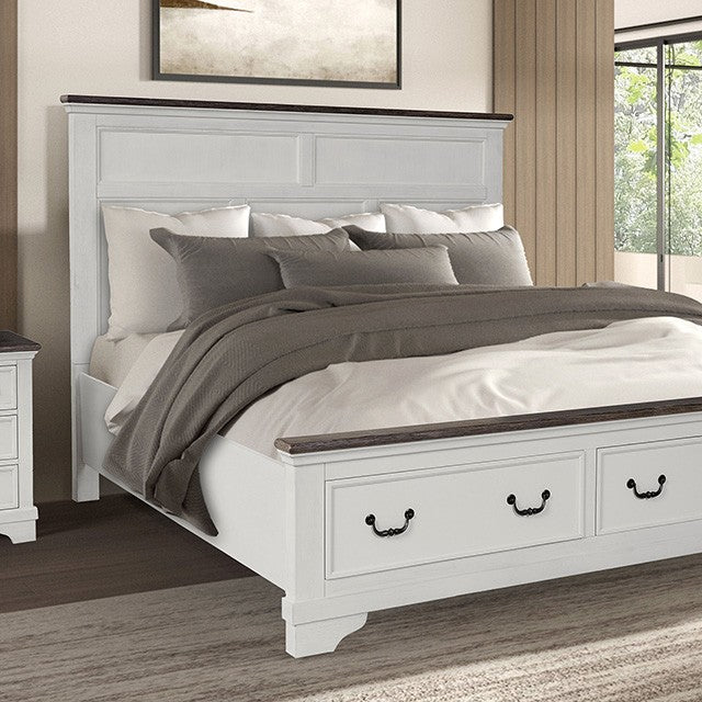 Hampstead White/Dark Brown Queen 4 Piece Bedroom Set