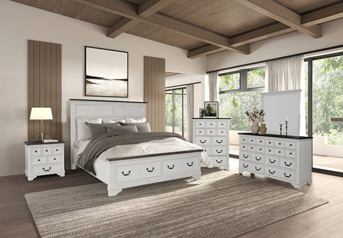 Hampstead White/Dark Brown Queen Bed