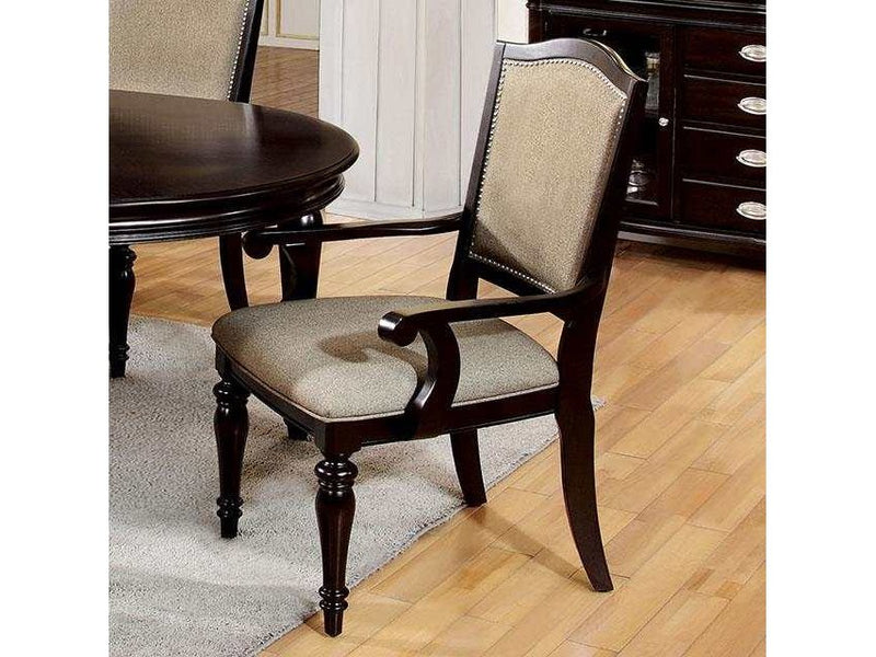 Harrington Dark Walnut & Tan Arm Chair (Set of 2)