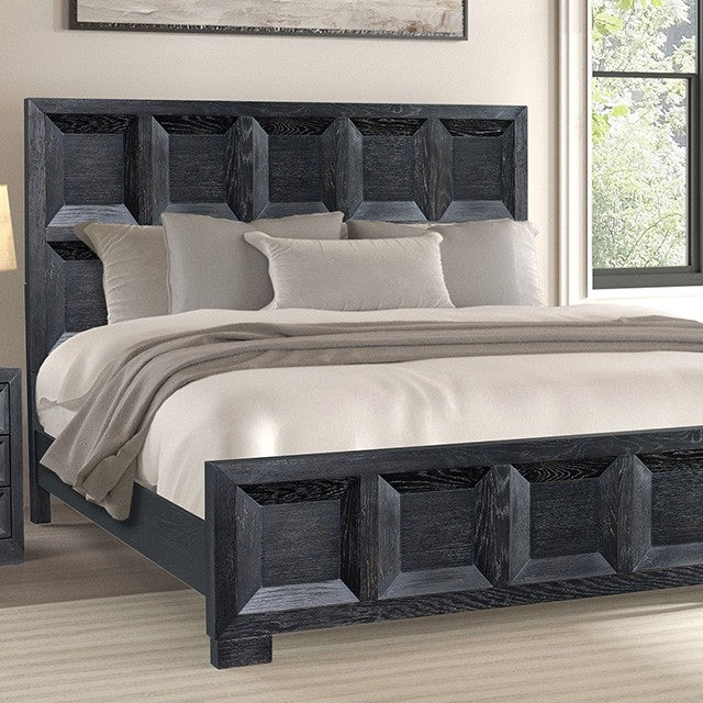 Hatton Cross Weathered Black Queen 5 Piece Bedroom Set w/2 Nightstands