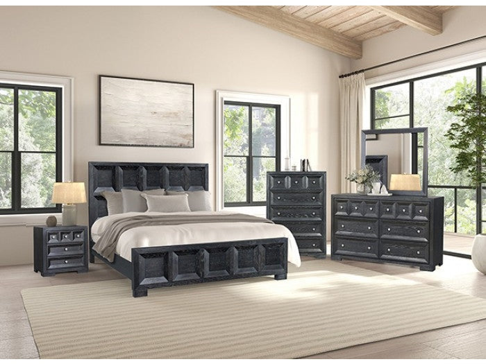 Hatton Cross Weathered Black Queen 5 Piece Bedroom Set w/Chest (N2)
