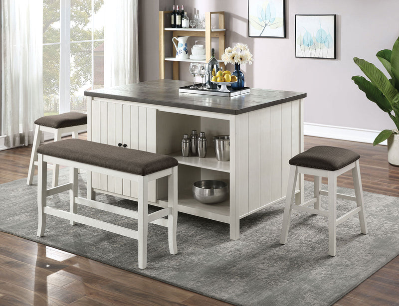 Heidelberg Off-White/Dark Gray 4 Pc. Counter Height Table Set w/ Bench