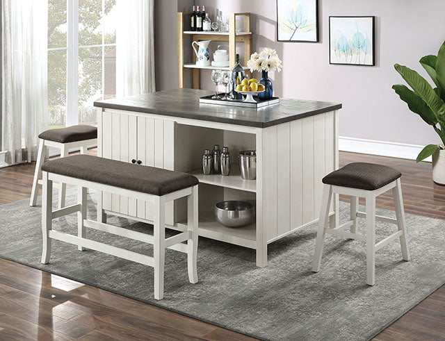 Heidelberg Off-White/Dark Gray Counter Height Bench