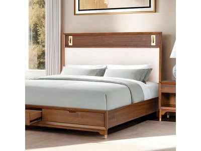 Hepburne Eastern King Walnut Bed w/Storage Footboard