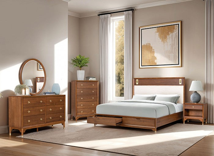 Hepburne Eastern King Walnut Bed w/Storage Footboard