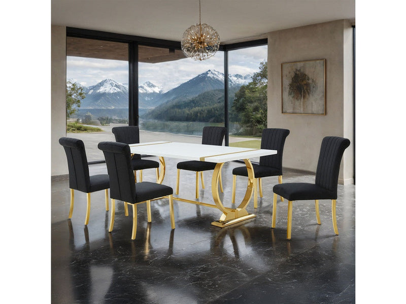 Holbaek Gold/Black 7 Pc. Dining Table Set