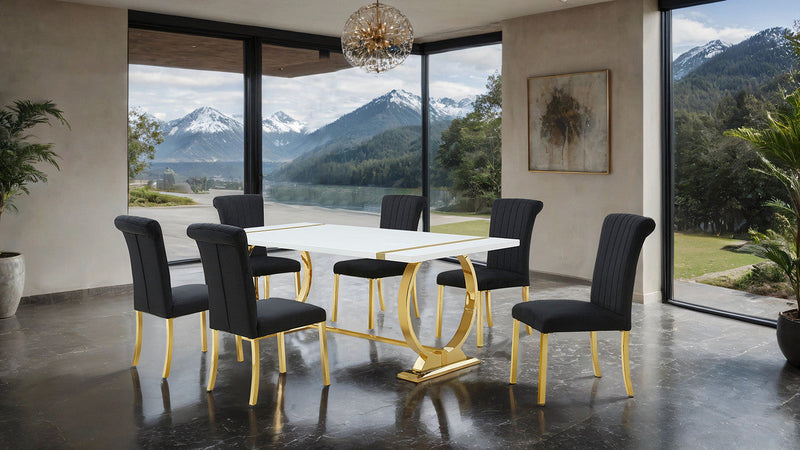 Holbaek Gold/White 80" Dining Table