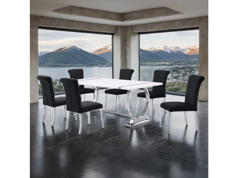 Holbaek Silver/Black 7 Pc. Dining Table Set