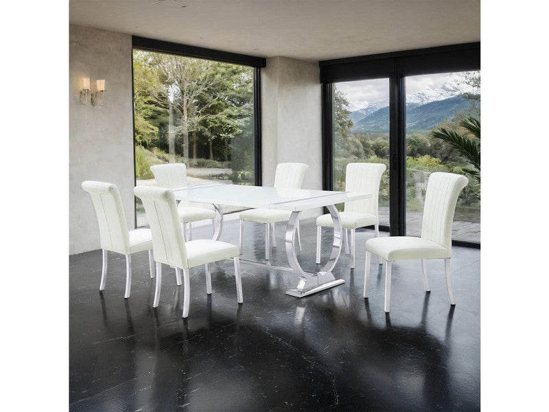 Holbaek Silver/White 7 Pc. Dining Table Set