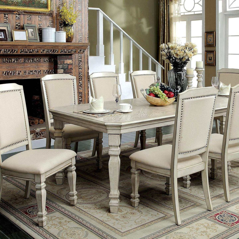 Holcroft Antique White & Ivory Dining Table w/ 2 x 18" Leaves