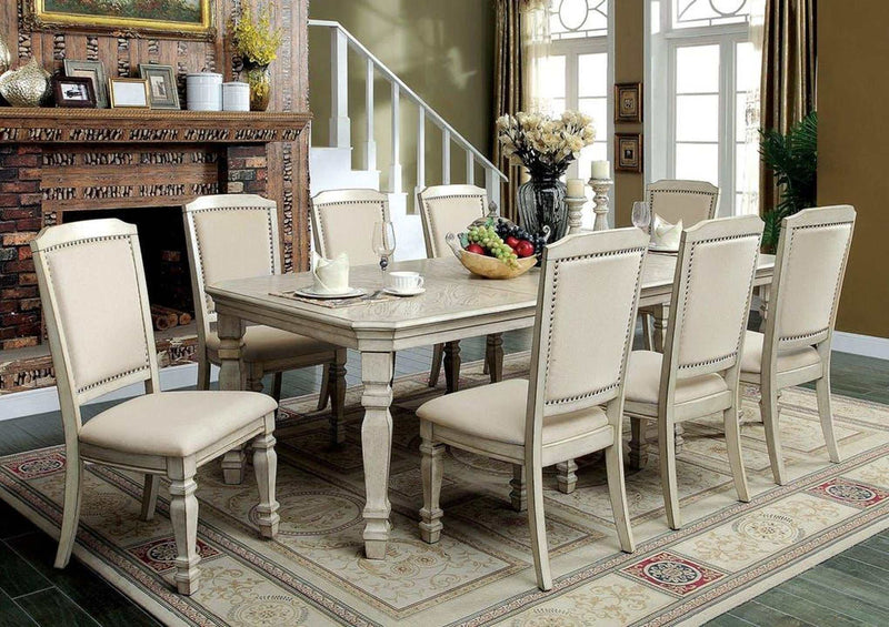 Holcroft Antique White & Ivory Dining Table w/ 2 x 18" Leaves