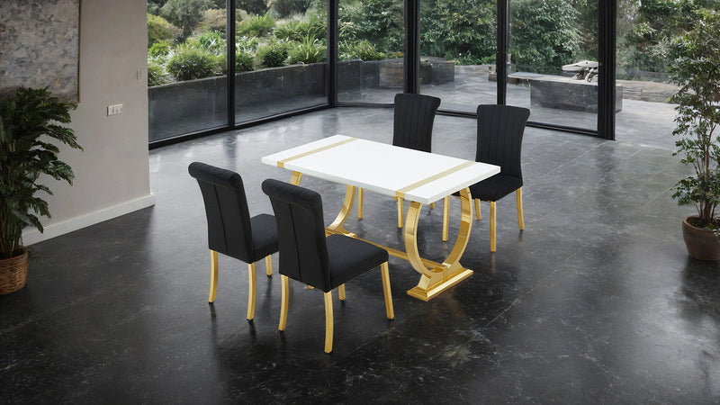 Holstebro Gold/White/Black 5 Pc. Dining Table Set