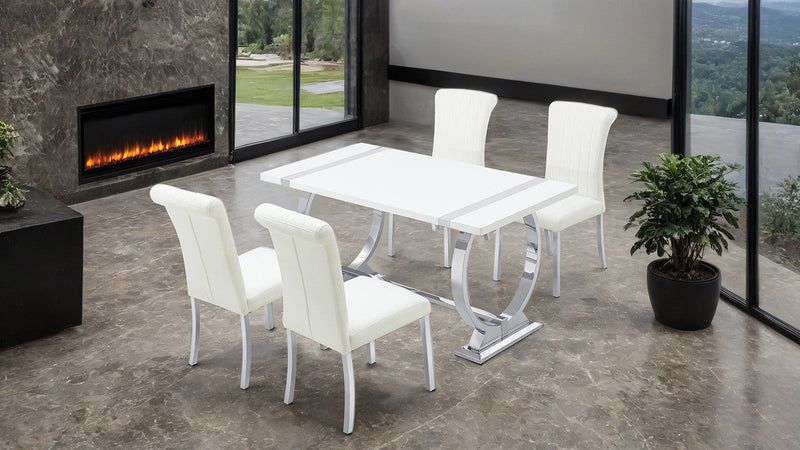 Holstebro Silver/White 5 Pc. Dining Table Set