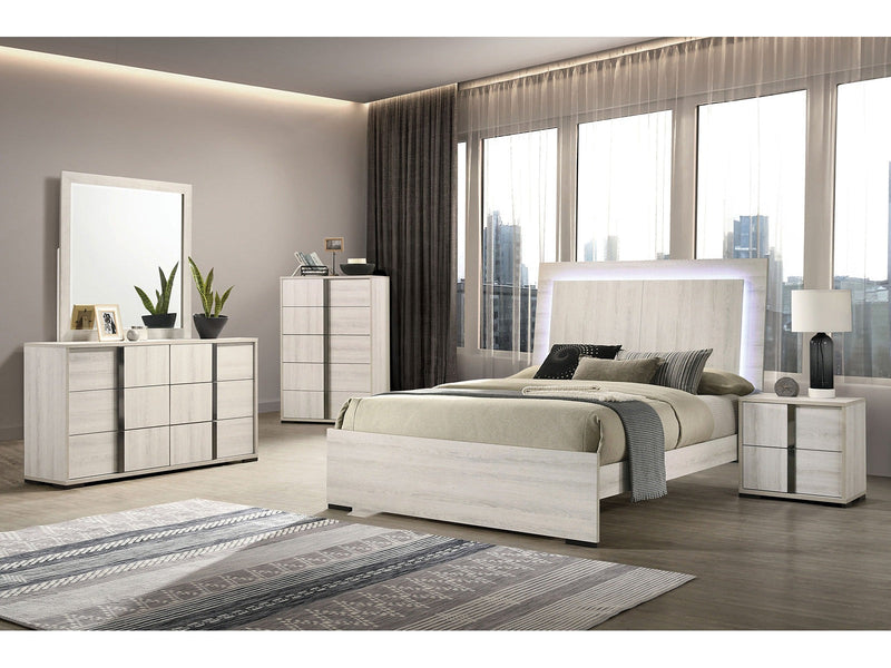 Horten Whitewash Queen 5 Piece Bedroom Set w/2 Nightstands