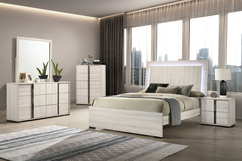Horten Whitewash Queen Bed