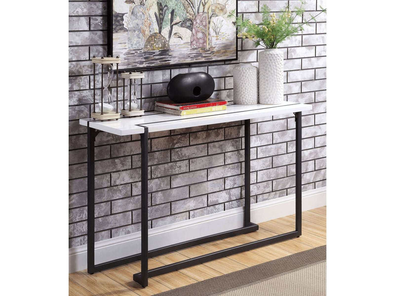 Izar  White/Gun Metal  Sofa Table