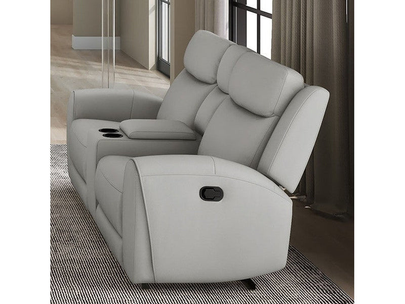 Jacobus Light Gray Leather Loveseat