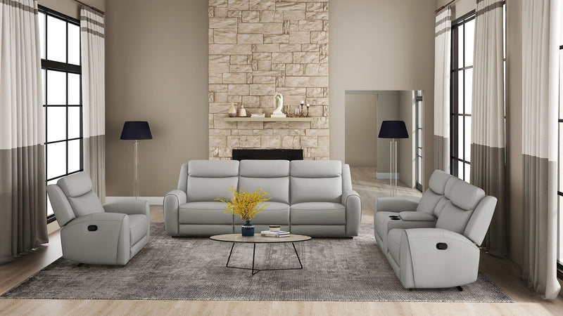 Jacobus Light Gray Leather Sofa