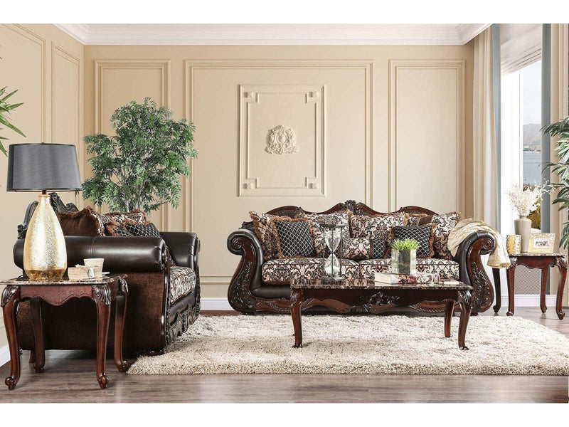 Jamael Brown & Espresso Stationary Sofa & Loveseat 2pc