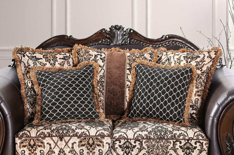 Jamael Brown & Espresso Stationary Sofa & Loveseat 2pc