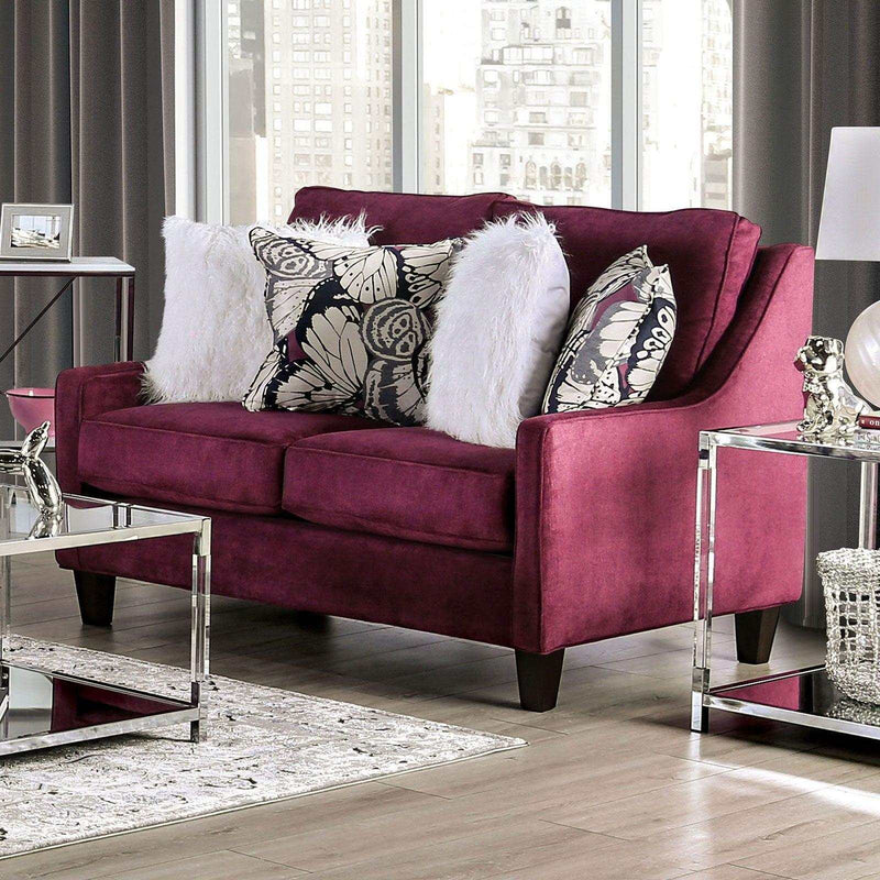 Jillian Plum Stationary Sofa & Loveseat 2pc