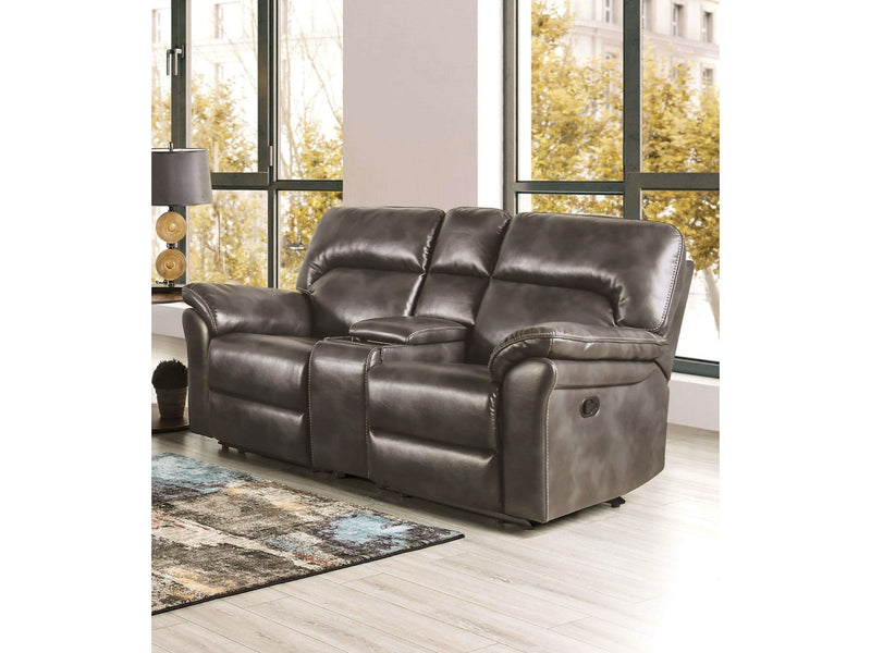 Josias Dark Gray Leatherette Loveseat