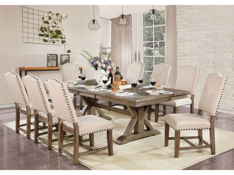 Julia Light Oak/Beige 9 Pc. Dining Room Set