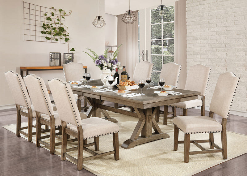 Julia Light Oak/Beige 9 Pc. Dining Room Set
