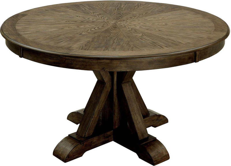 Julia Light Oak & Beige Round Table Dining Room Set / 5pc
