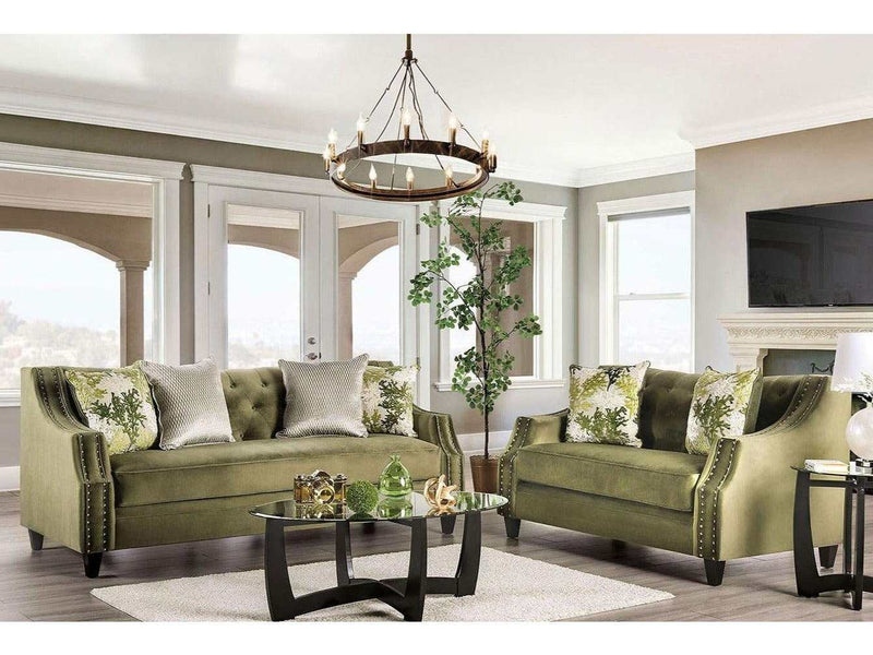 Kaye Green Stationary Sofa & Loveseat 2pc
