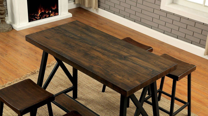 Lainey Weathered Medium Oak & Black Counter Height Dining Table