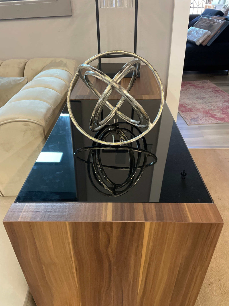 Langenthal Dark Walnut & Black Glass Top Sofa Table