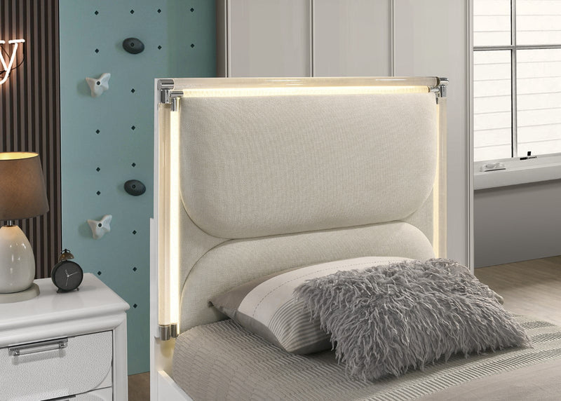 Lareina Pearl White Twin 4 Piece Bedroom Set