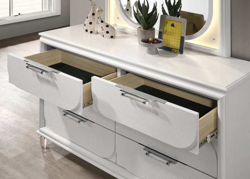 Lareina Pearl White Twin 5 Piece Bedroom Set w/Chest