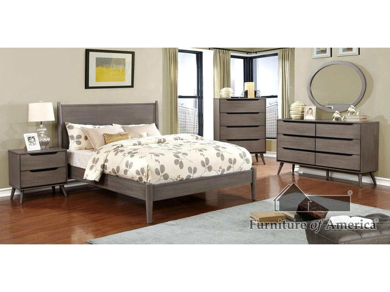 Lennart Gray 5 Pc. Queen Bedroom Set w/ 2NS & Oval Mirror