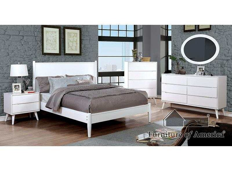 Lennart White 5 Pc. Queen Bedroom Set w/ 2NS & Oval Mirror