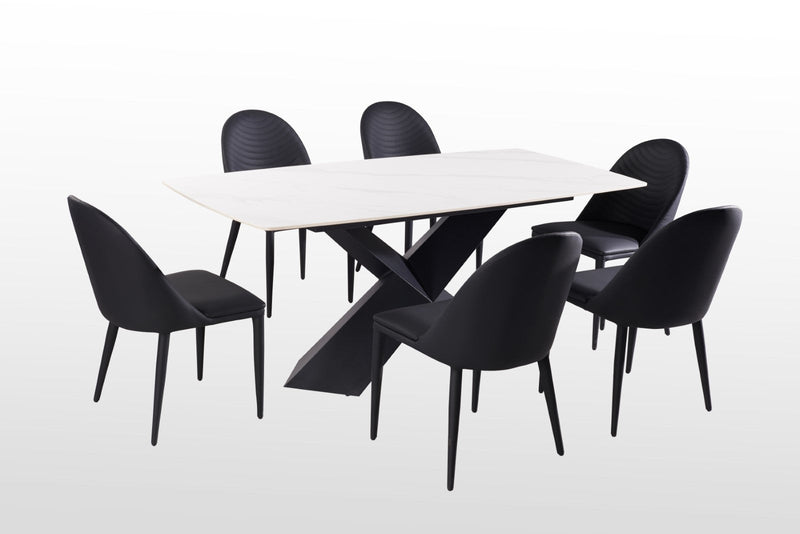 Lenvik Black/White 7 Piece Dining Set